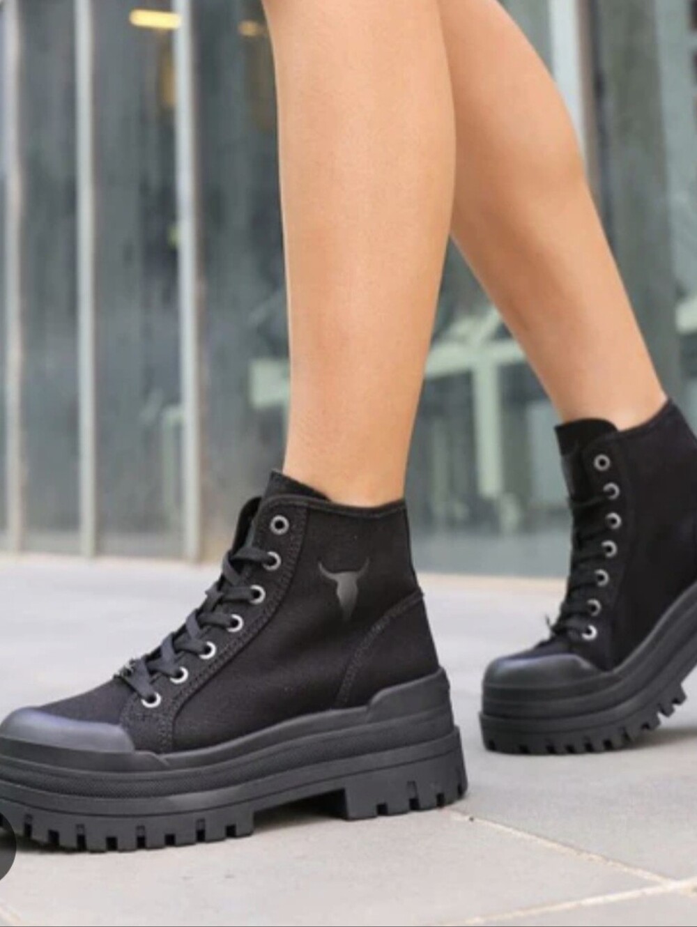 Windsor Smith Black Platform Lace-Up Ankle Boots